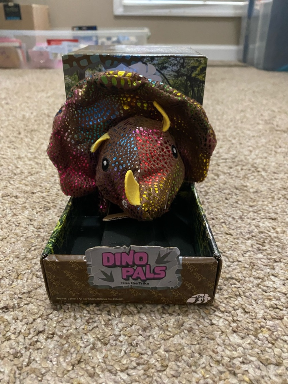 Multicolor Triceratops Walking Plush